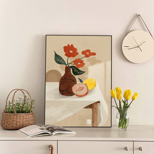 北欧风文艺花卉静物客厅装饰画现代简约抽象艺术房间挂画桌面摆画