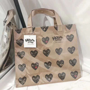 川久保玲cdg圣诞黑色爱心牛皮纸包购物袋大包恶搞手提包pvc防水包
