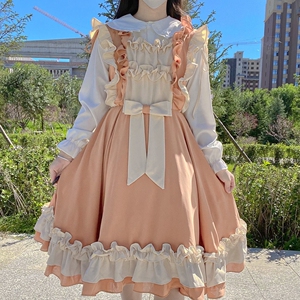 原创正版金牛座jsk日常lolita吊带荷叶边洋装洛丽塔裙子白菜秋冬