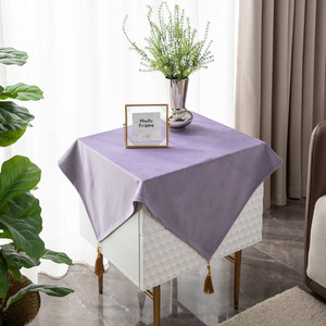 紫色天鹅绒床头柜遮丑盖布酒店家用简约现代轻奢小方巾定制桌布