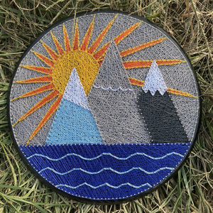 浙管家钉子绕线画海岛灯塔森林小屋纱线缠线手工diy圆形风景山水