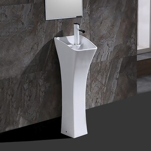 roca乐家卫浴卫浴立柱盆洗脸盆阳台一体洗手盆陶瓷洗面盆小户型洗