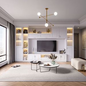 柜背景墙柜一体组合墙柜现代简约加高整墙客厅电视机柜子46人付款