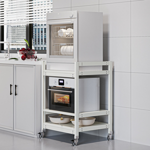 三层厨房微波炉置物架落地多层大尺寸切入式烤箱收纳架洗碗机架子