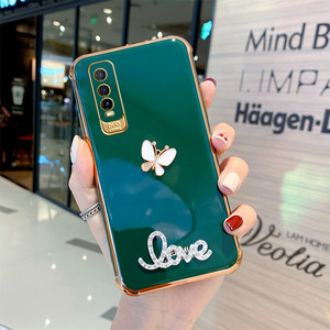 vivoy51s手机壳电镀水钻蝴蝶vivoy51s5g硅胶软壳丫51s保护套y51s红色