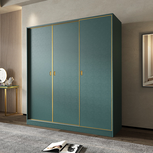 轻奢推拉门衣柜现代简约三门组合小户型北欧风家用卧室储物收纳柜