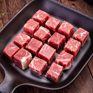 澳洲谷饲黄牛肉原切商用牛肉粒新鲜冷冻雪花生鲜m3级 500g