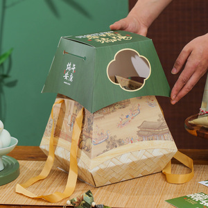 24粽子手提礼盒包装盒咸鸭蛋特产端午送礼通用高端古画瓦楞礼品盒