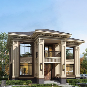 002人付款淘宝二层现代简约小别墅设计图纸3间带阳台平顶简单农村自建