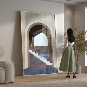 法式玄关装饰画轻奢视觉延伸室内大横大气装饰品欧式风格沙发壁画