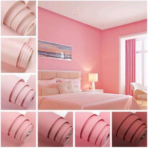 铂雅墙纸旗舰店天猫脏粉色墙纸北欧纯色素色亚麻壁纸温馨卧室背景墙