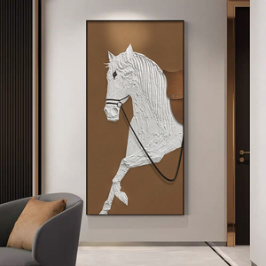 手绘肌理装饰画现代简约客厅沙发背景墙轻奢过道玄关挂画马高端