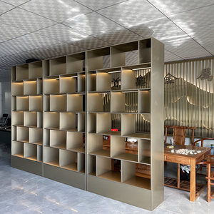 不锈钢酒柜金属装饰展示架轻奢书柜景墙隔断办公室客厅钢板柜定制