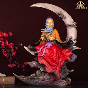 月老神像纯铜彩绘19寸月老星君佛像月亮月下老人姻缘家居寺庙摆件