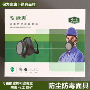 保为康绿爽防毒防尘面具l990防飞沫化工气体喷漆农药呼吸面罩kn95