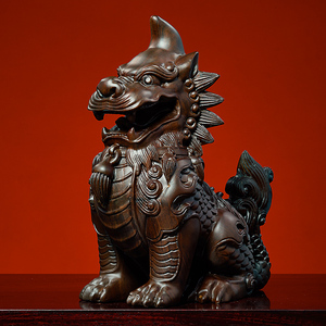 木雕原创神兽獬豸摆件律所开业律师法务法官办公装饰法律文创礼品