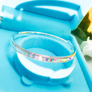 999足银手镯纯银女实七彩心拉丝小众年轻款手环 情人节大学生手饰