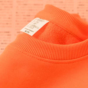 360g亮橙色橘色长袖t恤男桔色荧光橘圆领卫衣宽松纯色情侣上衣女