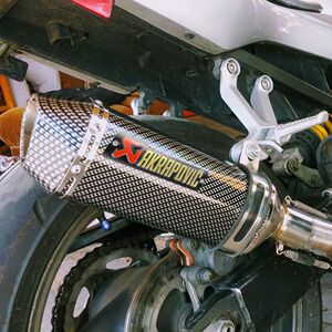 m4摩托车cb250地平线200小六角天蝎仿碳纤蛇皮纹静音排气管消声器