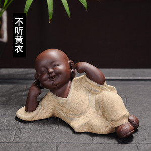 造 禅意三不小和尚 陶瓷非礼勿视勿听勿说摆件 可爱小沙弥摆设