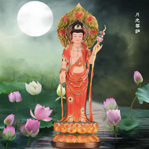 月光菩萨佛像东方三圣日光菩萨树脂保平安月亮菩萨佛像供奉摆件