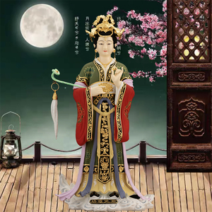泰山娘娘神像台湾纯铜彩绘碧霞元君泰山奶奶圣母道家家用摆件