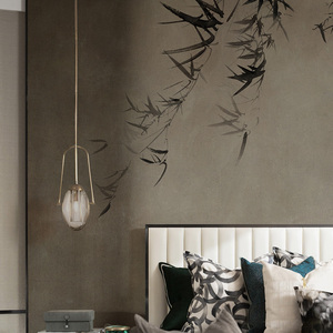 新蒂克1㎡简约新中式竹叶设计定制壁画书房禅意背景墙纸壁纸 墨竹