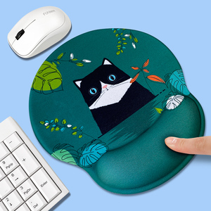 创意呆萌猫咪鼠标垫护腕硅胶键盘手托枕可爱女生萌物新款3D立体枕