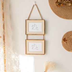 二联麻绳挂式组合照片墙挂墙三联5寸6寸7寸创意装饰相框