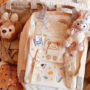 新款甜甜圈双肩包女大容量电脑背包韩版大学高中初中小学学生书包