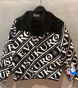 正品代购evisu福神20字母标志连帽羽绒服外套男女1eagnm9nj732xx