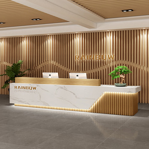 中式现代公司前台接待台酒店会所培训机构吧台桌简约美容院收银台