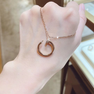 cartier/卡地亚 juste钉子项链 18k玫瑰金 镶钻 满钻经典锁骨链女