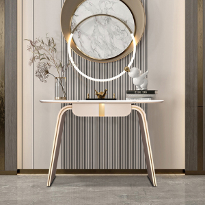 轻奢岩板玄关台小户型端景台简约现代玄关柜装饰柜客厅靠墙走廊