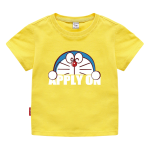 机器猫t恤儿童男童夏季纯棉短袖宝宝女叮当猫半袖上衣体恤小童潮