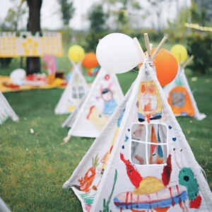幼儿园手绘帐篷儿童涂鸦小帐篷春游野餐户外活动diy画画三角帐篷