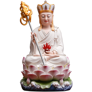 坐莲水浪地藏菩萨陶瓷地藏王供奉家用娑婆三圣大愿地藏王佛像