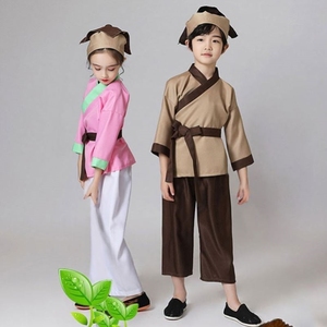 儿童古装戏服古代百姓平民村民店小二群演路人下人家丁衣服演出服