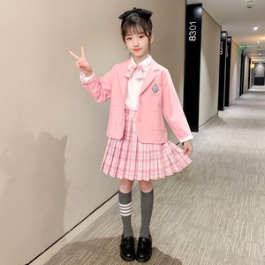 秋装5公主裙女童12洋气小学生百褶裙套装短裙子十岁10jswood服饰67