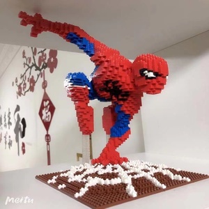 蜘蛛人小颗粒益智拼装玩具3D立体拼图成人高难度男孩系类摆件礼物
