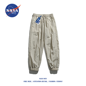 NASA官方旗舰冰丝休闲运动裤子男士夏季宽松情侣束脚速干空调长裤