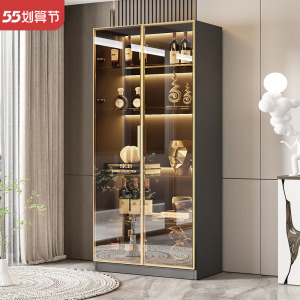 玻璃门酒柜轻奢高档客厅乐高手办展示柜一体靠墙家用餐边柜储物柜