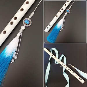 配饰笛子笛子古风吊坠有机流苏白玉笛吊坠短玉笛无膜孔笛汉服短笛