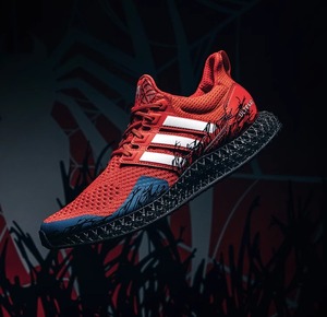 正品代购漫威联名marvel x adidas ultra 4d 蜘蛛侠2红黑色跑步鞋