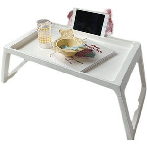 韩风白色床上小桌子 ins懒人折叠餐桌塑料学生宿舍用笔记本电脑桌