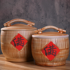 景德镇陶瓷米缸米桶家用面缸带盖20斤30斤50斤装防潮虫密封储米箱