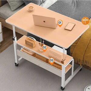 折叠书桌可伸缩床上推拉床侧桌子收纳多功能家用工作台活动电脑桌