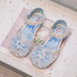 女童鞋凉鞋2024夏季新款软底包头爱莎公主鞋儿童防滑宝宝水晶鞋子