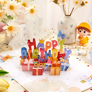 创意3D立体生日礼物贺卡定制高级感祝福小卡片感谢卡儿童邀请卡