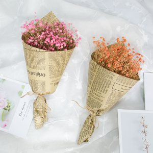 满天星报纸干花复古英文向日葵花束客厅装饰家居摆设干花拍照道具